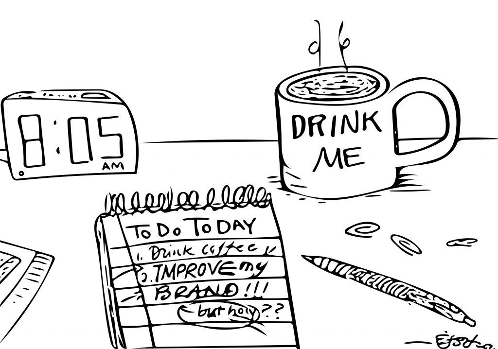 Sketch Coffee To Do List and Alarm Clock