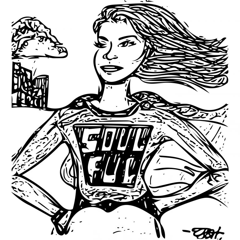 Sketch Woman Wearing Statement Soulful Sweatshirt
